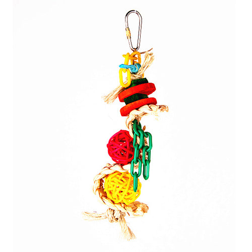 K993 Wicker Balls with Colorful Chain and Wooden Blocks